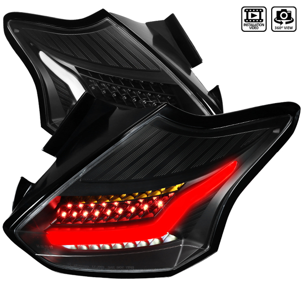 Spec-D Tuning 15-17 Ford Focus 5 Door Hatchback LED Tail Lights Black LT-FOC155JMLED-TM